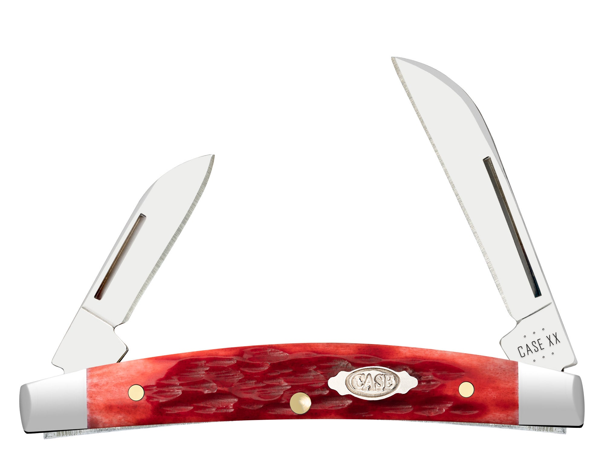 Peach Seed Jig Dark Red Bone Small Congress Knife Front View
