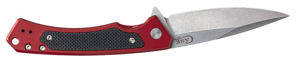 Red Anodized Aluminum G-10 Marilla® Knife Open with 1 blade - Back View