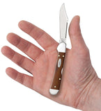 Smooth Chestnut Bone Mini CopperLock® Knife in Hand