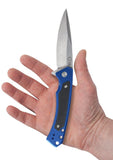 Blue Anodized Aluminum G-10 Marilla® Knife in Hand