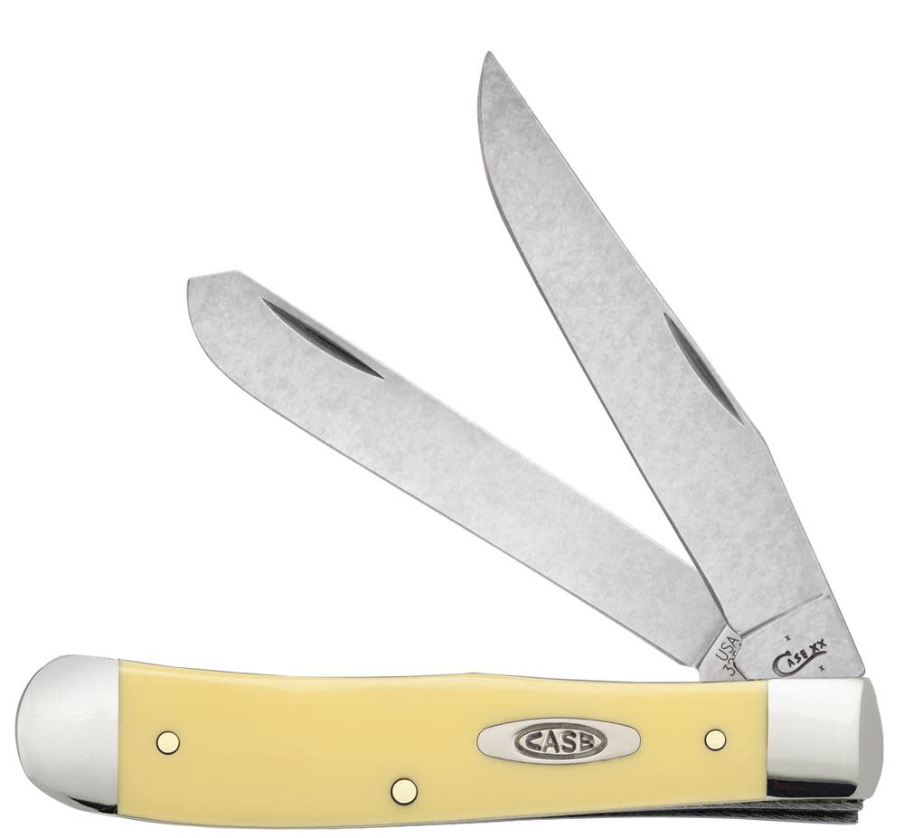 Yellow Synthetic Trapper with Clip Knife Front View