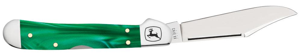 John Deere Smooth Green Pearl Kirinite® Mini Copperlock® Knife Open