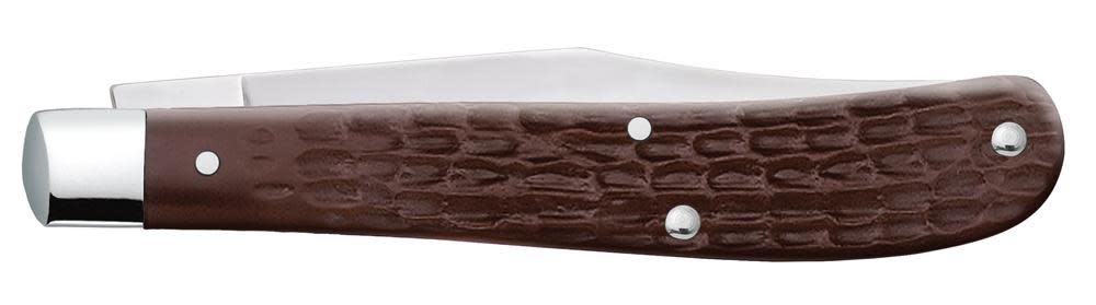 Brown Synthetic Slimline Trapper Knife Closed