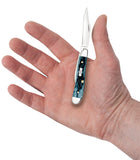Pocket Worn® Peach Seed Jig Mediterranean Blue Bone Peanut Knife in Hand