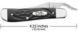 Jigged Rough Black® Synthetic Russlock® Knife Dimensions