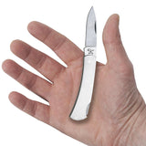 Brushed Stainless Steel Executive Lockback Knife in Hand