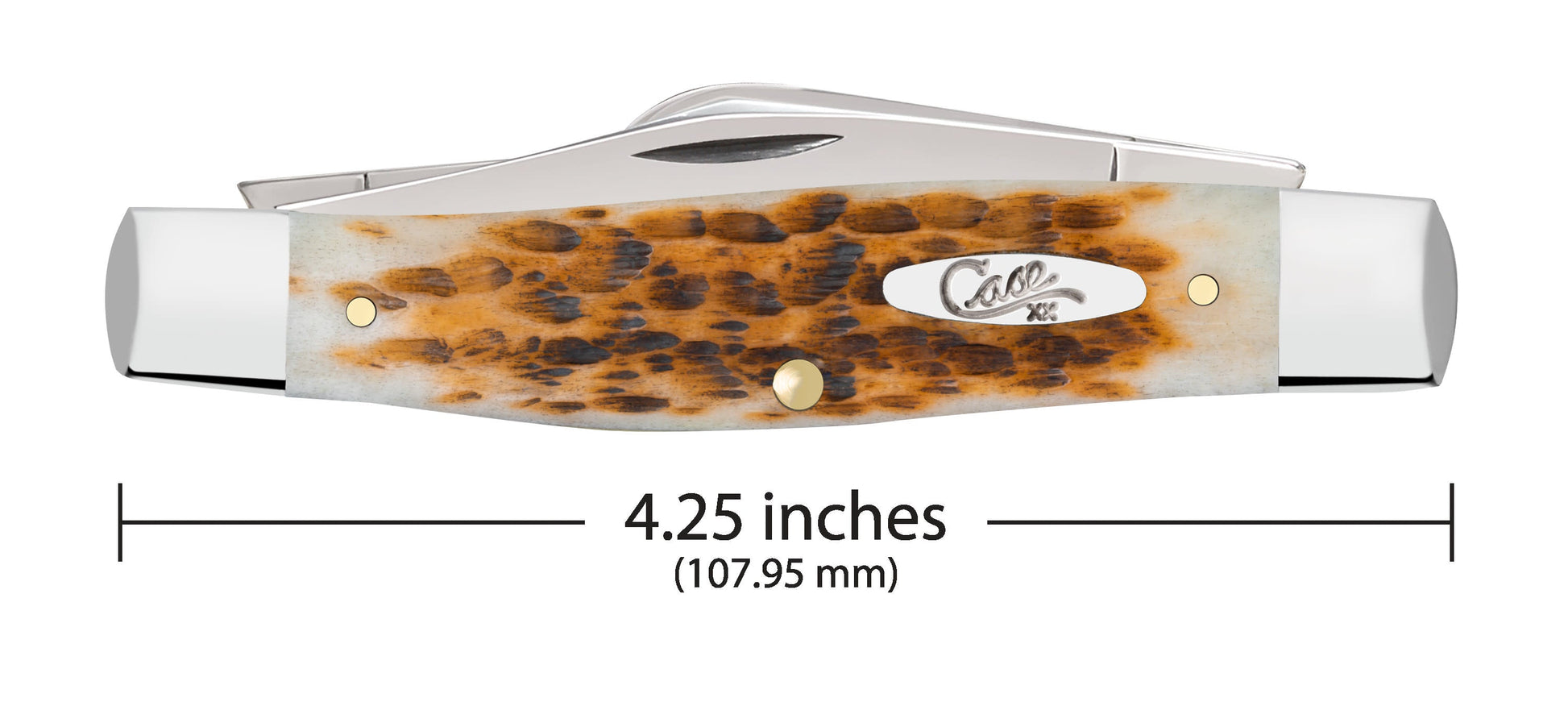 Peach Seed Jigged Amber Bone Large Stockman Knife Dimensions