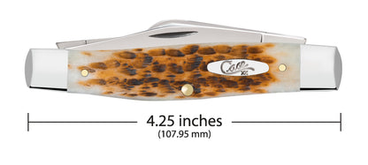 Peach Seed Jigged Amber Bone Large Stockman Knife Dimensions