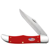American Workman Smooth Red Synthetic CS Folding Hunter  Knife Front View