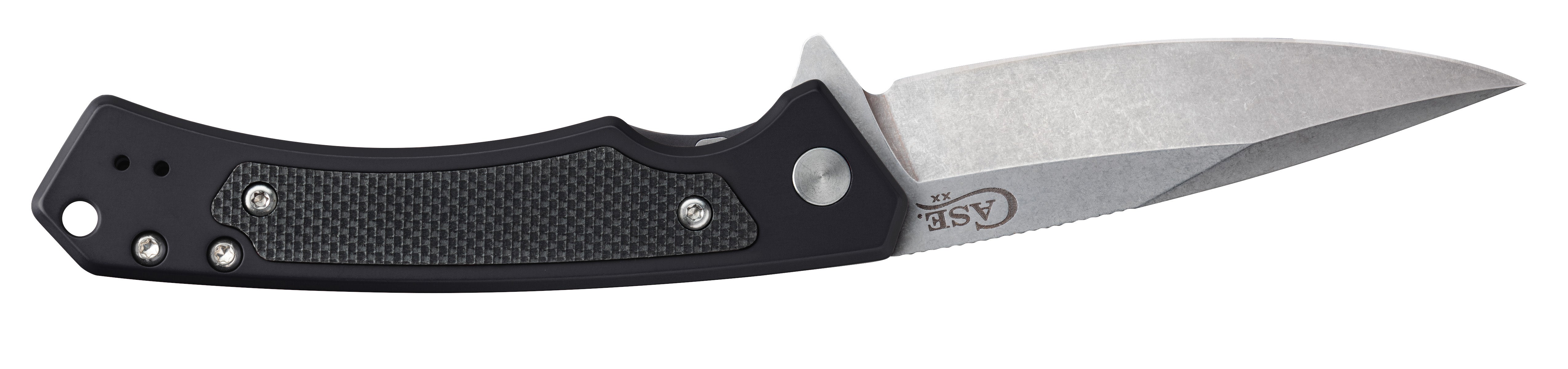 Black Anodized Aluminum Marilla® with Black G-10 Inlay Back of Knife Open