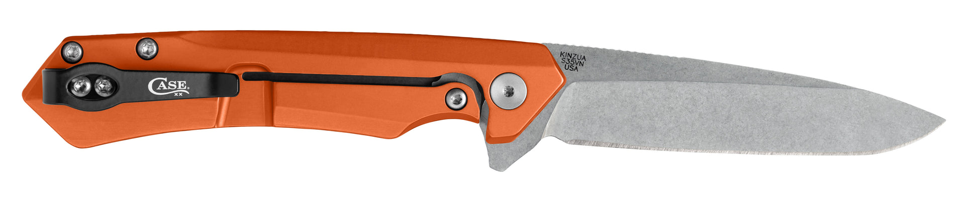 Orange Anodized Aluminum Kinzua® Knife Open in Hand