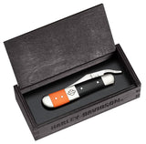 Harley-Davidson® Gift Set Embellished Smooth Orange & Black Synthetic RussLock® Knife in Wooden Box