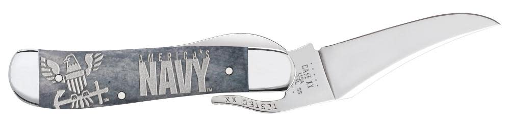 U.S. Navy® Embellished Smooth Gray Bone Russlock® Knife Open with 1 blade