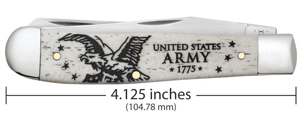 U.S. Army Embellished Smooth Natural Bone Trapper Knife Dimensions