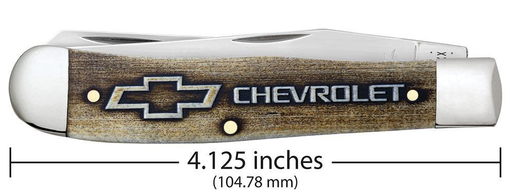 Chevrolet® Gift Set Embellished Smooth Natural Bone Trapper with Amber Color Wash and Black Definition Knife Dimensions