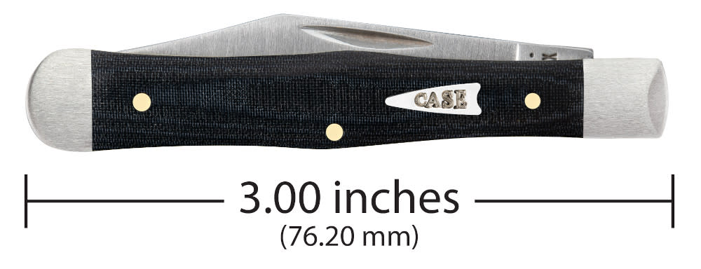 Smooth Black Micarta® Small Swell Center Jack Knife Dimensions