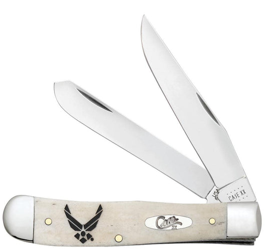 U.S. Air Force™ Embellished Smooth Natural Bone Trapper Knife Front View