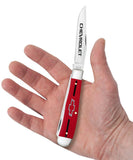 Chevrolet® Embellished Red Synthetic Smooth Trapper Knife in Hand