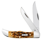 Pocket Worn® Peach Seed Jig Antique Bone Pocket Hunter Knife Front View