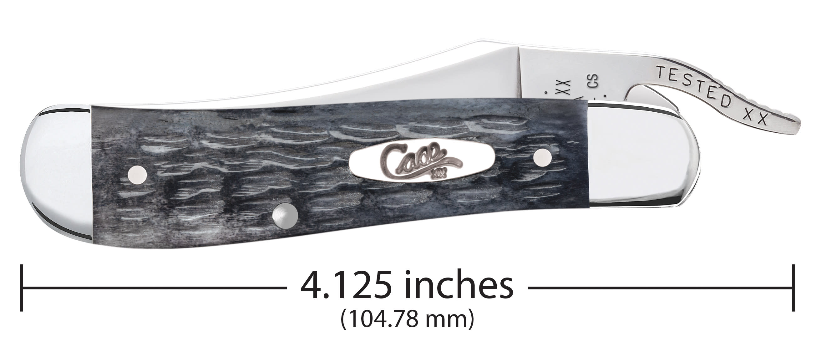 Pocket Worn® Crandall Jigged Gray Bone RussLock® Knife Dimensions