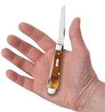 Rogers Corn Cob Jig Antique Bone Mini Trapper Knife in Hand