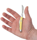 Smooth Yellow Synthetic Small Congress Knife in Hand