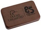 Ducks Unlimited® 85th Anniversary Embellished Smooth Natural Bone Trapper Knife Packaging Closed