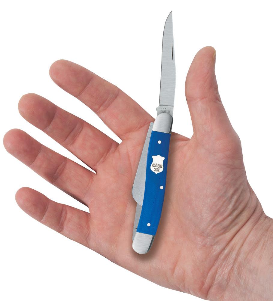 Smooth Blue G-10 Medium Stockman Knife in Hand