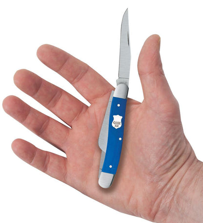 Smooth Blue G-10 Medium Stockman Knife in Hand