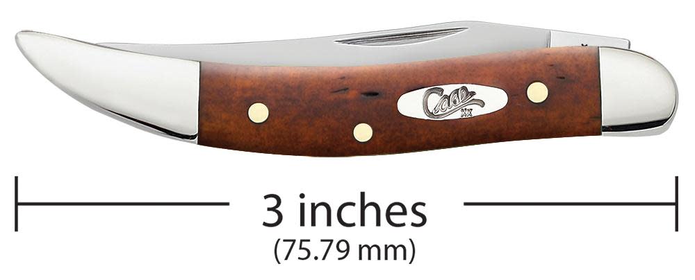 Smooth Chestnut Bone Small Texas Toothpick Knife Dimensions