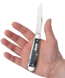 Pocket Worn® Crandall Jig Gray Bone Trapper Knife in Hand