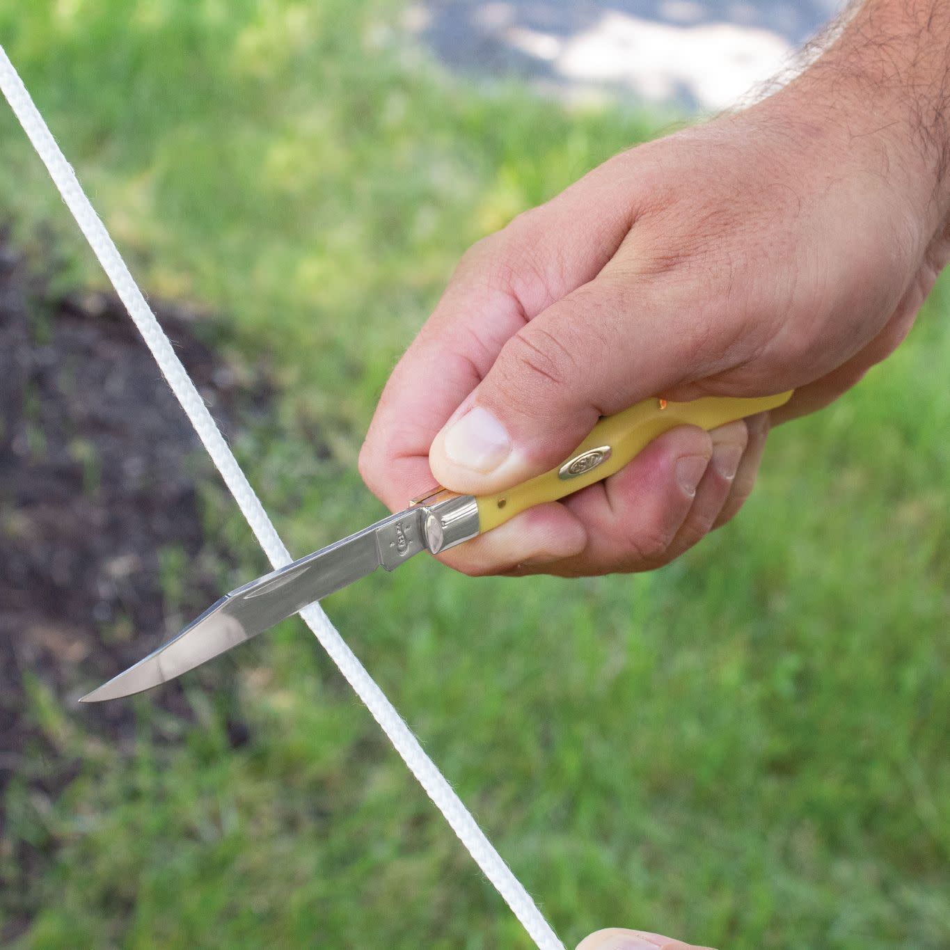 Yellow Synthetic Slimline Trapper Knife Cutting Rope