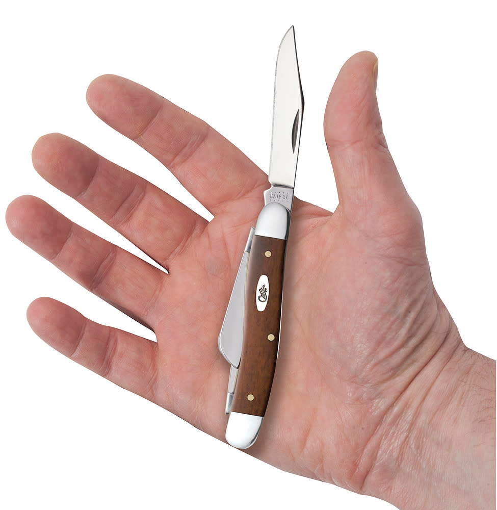 Smooth Chestnut Bone Medium Stockman Knife in Hand