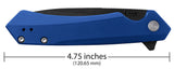 Blue Anodized Aluminum Kinzua® with Spear Blade Dimensions