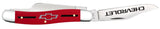 Chevrolet® Embellished Smooth Red Synthetic Stockman Knife Open with 1 blade