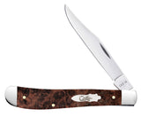 Smooth Brown Maple Burl Wood Slimline Trapper Knife Front View