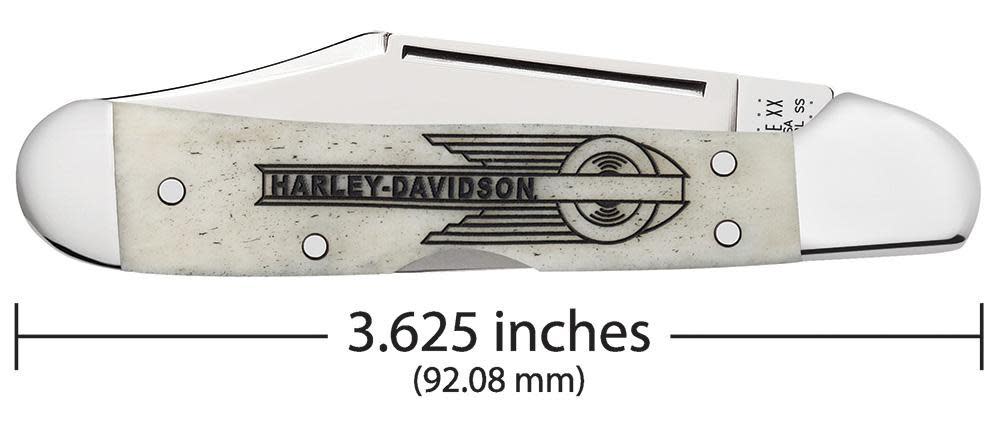 Harley-Davidson® Embellished Smooth Natural Bone Mini CopperLock® Knife Dimensions