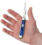 Blue Pearl Kirinite® Mini Trapper Knife in Hand