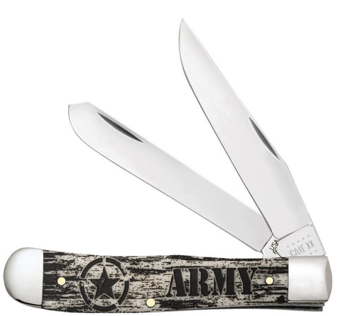 U.S. Army Embellished Smooth Natural Bone Trapper Knife Front View
