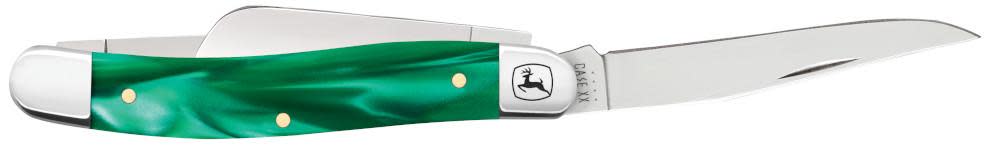 John Deere Smooth Green Pearl Kirinite® Medium Stockman Knife Open