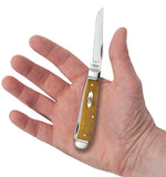 Smooth Antique Bone Mini Trapper Knife in Hand