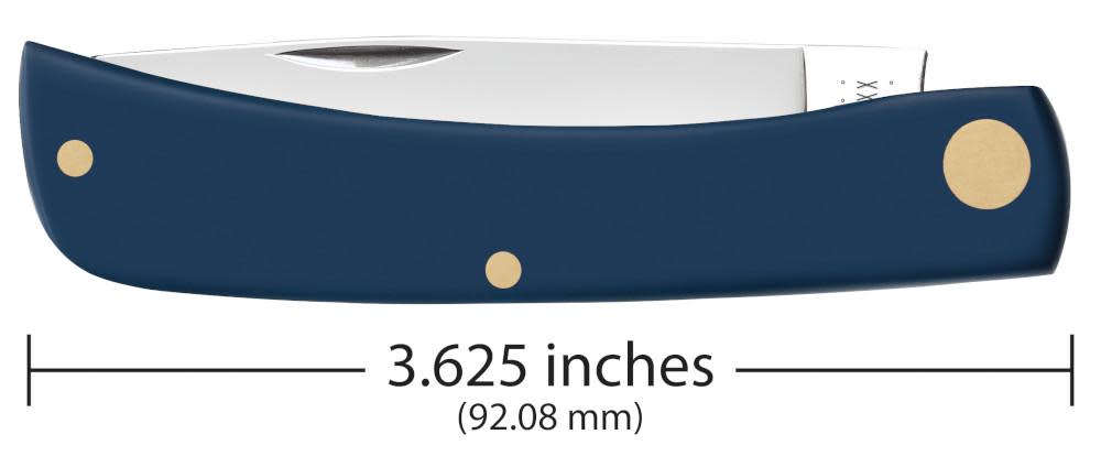 Smooth Navy Blue Synthetic Sod Buster Jr® Knife Dimensions