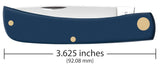 Smooth Navy Blue Synthetic Sod Buster Jr® Knife Dimensions