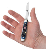 BSA® Eagle Scout® Gift Tin Standard Jig Blue Bone Mini Trapper Knife in Hand