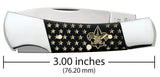 BSA® Embellished Smooth Black Synthetic Lockback Knife Dimensions