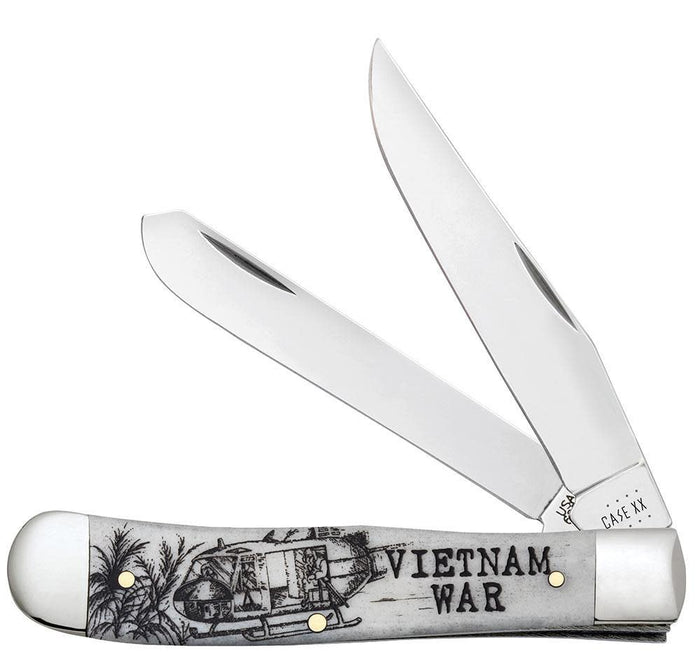 War Series Vietnam War Embellished Smooth Natural Bone Trapper Knife