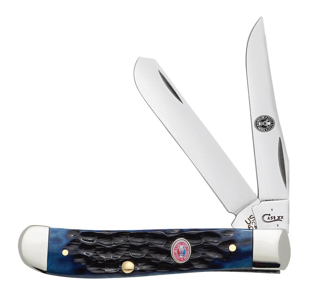 BSA® Eagle Scout® Gift Tin Standard Jig Blue Bone Mini Trapper Knife Front View