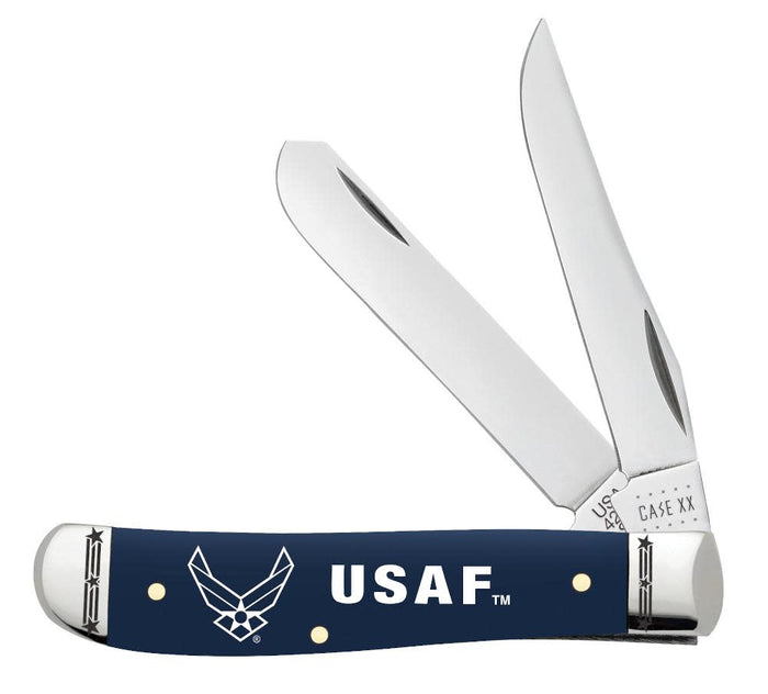 U.S. Air Force™ Embellished Smooth Navy Blue Synthetic Mini Trapper Knife Front View