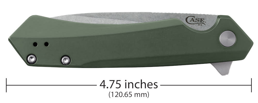 OD Green Anodized Aluminum Kinzua® with Spear Blade Knife Dimensions