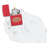Front shot of the Zippo® Case Logo Red Matte Lighter